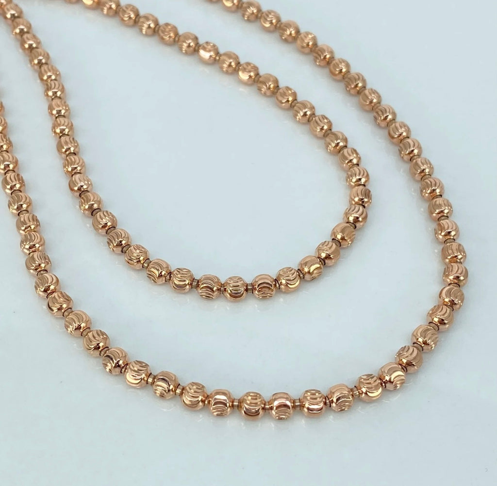 Cadena militar diamantada Oro rosa 18K +1 / 26,5 gr / 3.8 mm / 63 cm *