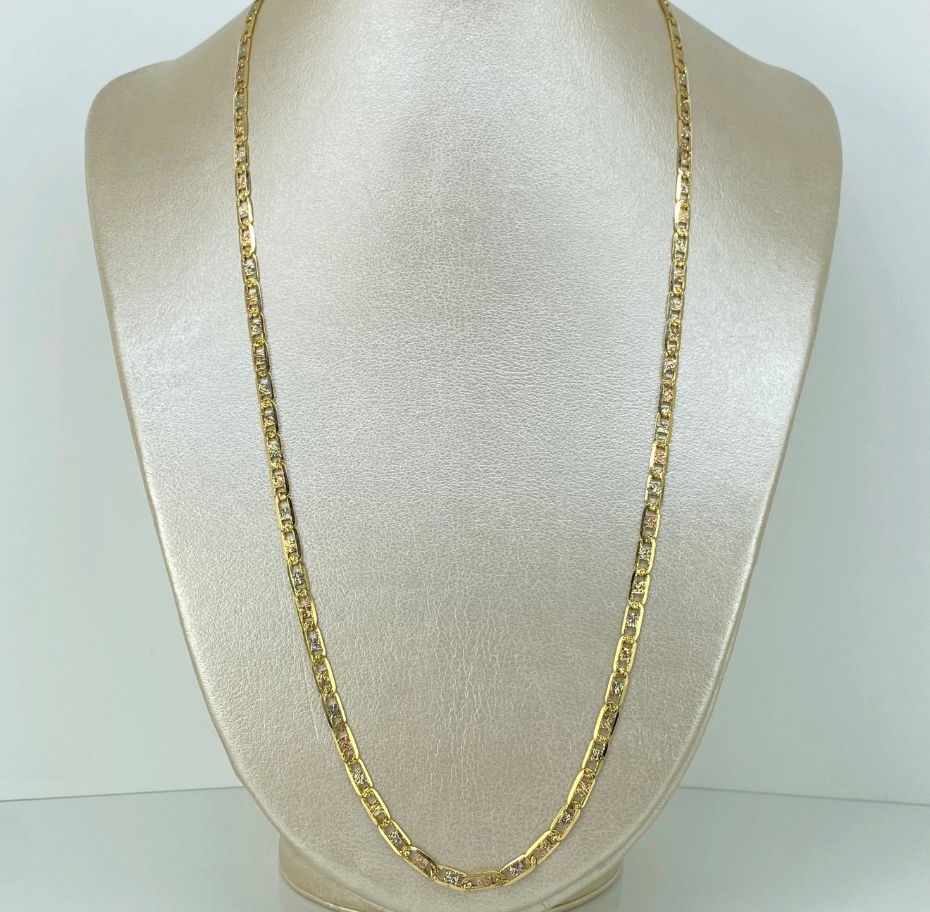 Cadena  ● Escalera plana diamantada  Tres Oros  18K 18,35gr  / 3,8 mm  / 60 cm *