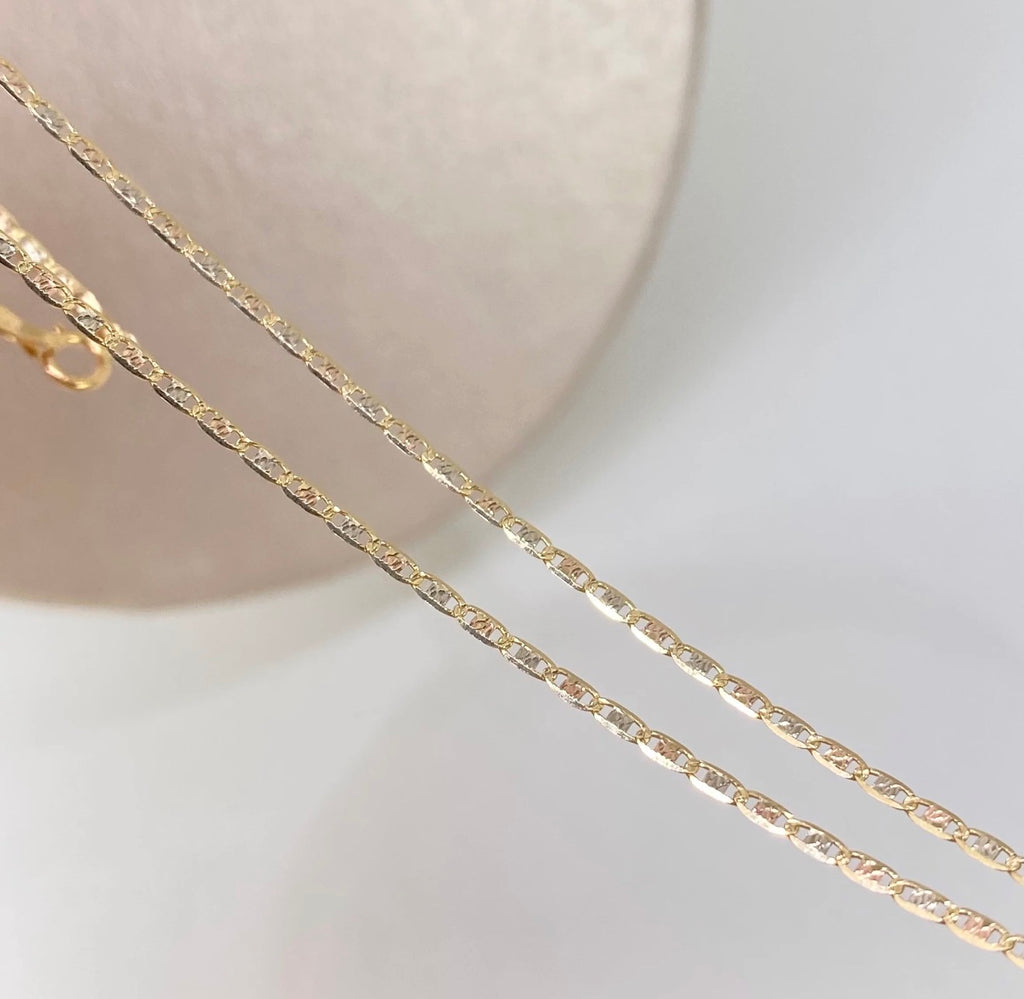 Cadena • Escalera plana diamantada tres oros 18K / 1,34 GR / 1,2 MM / 45 CM *