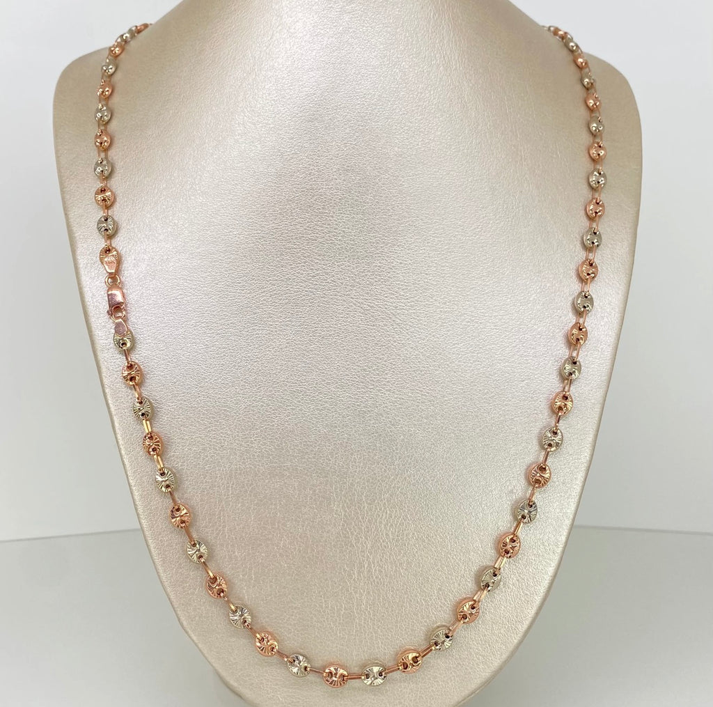 Cadena GC diamantado Oro blanco y Oro rosa 18K / 17,56 gr /  6 mm / 67 cm *