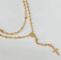 Rosario Virgen Milagrosa circones blancos / Bolas diamantadas 4/3mm Oro amarillo  18K 6,30 gr / 50 cm*